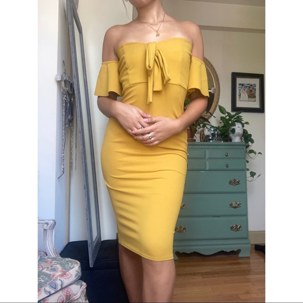off the shoulder midi dress